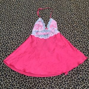 Victoria’s Secret Halter Style Teddy with Sash Coral/Cream  *Size L*